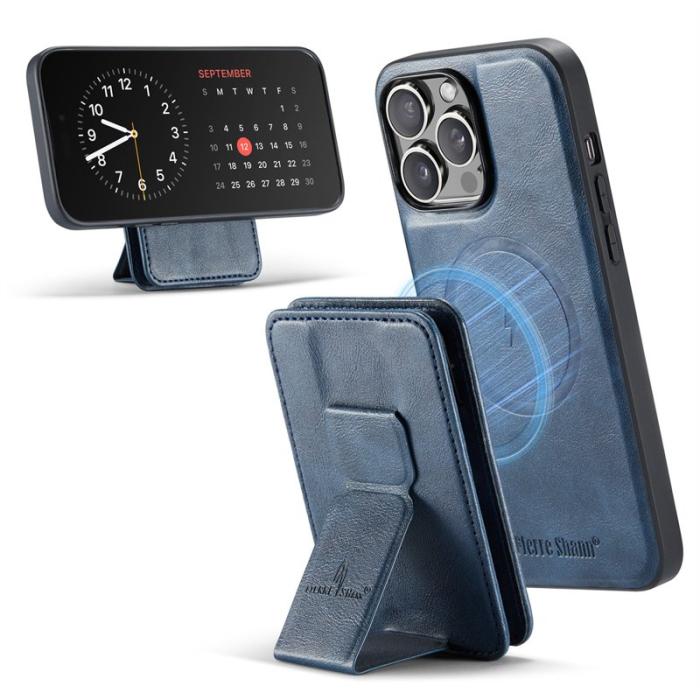 FIERRE SHANN - FIERRE SHANN 028 iPhone 16 Pro Max Fodral Äkta läder - Blå