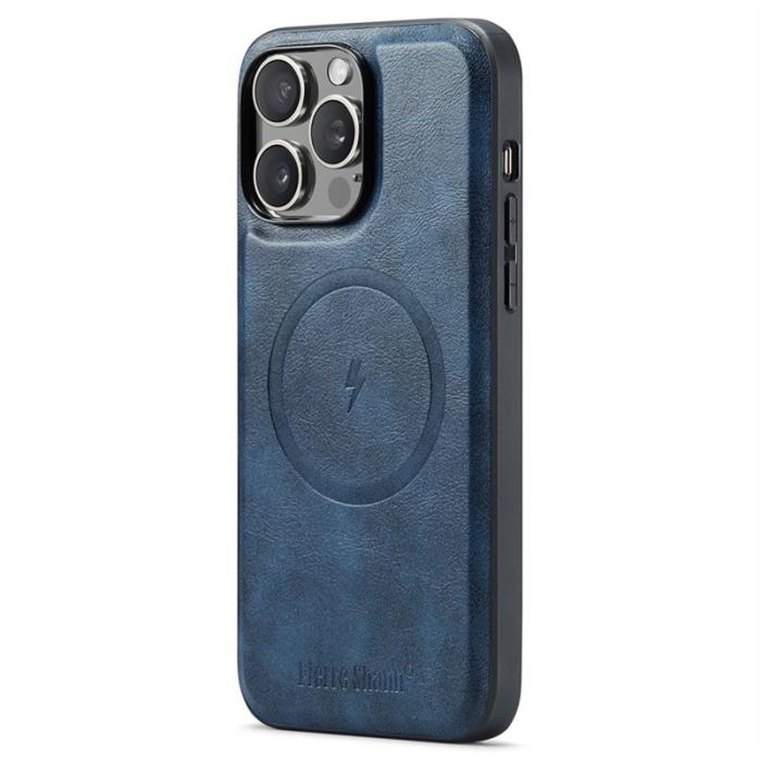 FIERRE SHANN - FIERRE SHANN 028 iPhone 16 Pro Max Fodral Äkta läder - Blå