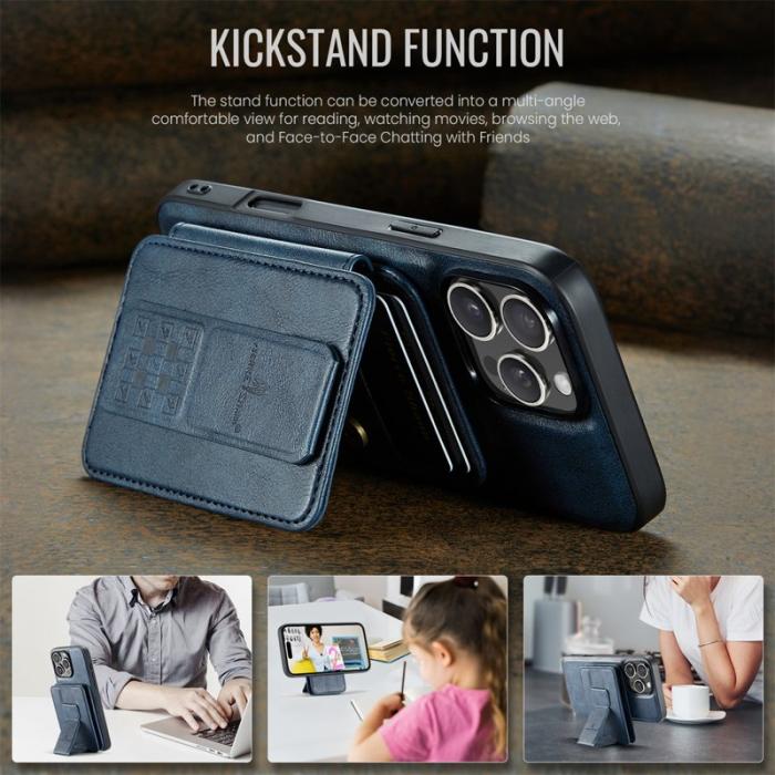 FIERRE SHANN - FIERRE SHANN 028 iPhone 16 Pro Max Fodral Äkta läder - Blå