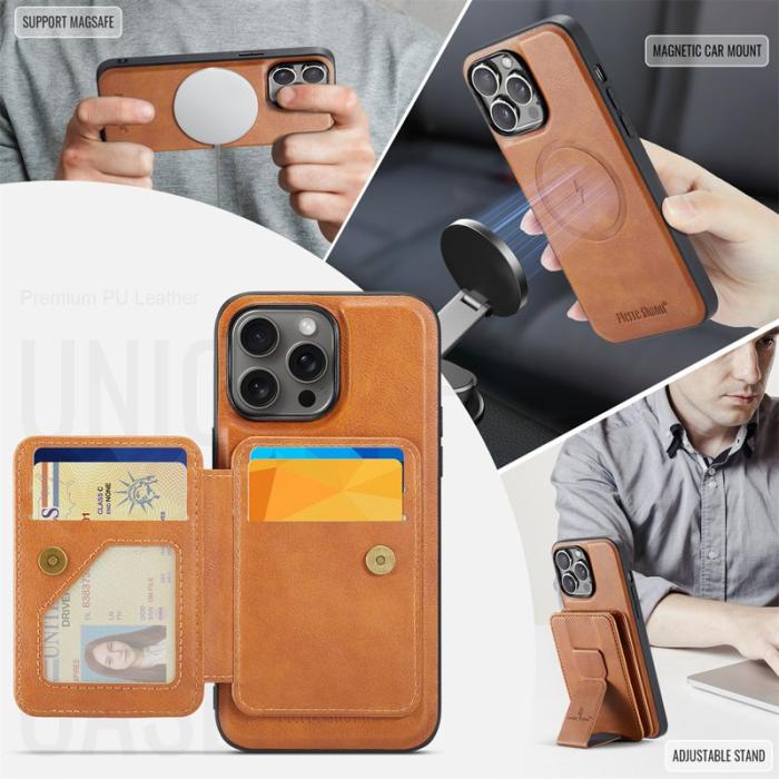 FIERRE SHANN - FIERRE SHANN 028 iPhone 16 Pro Max Fodral Äkta läder - Brun