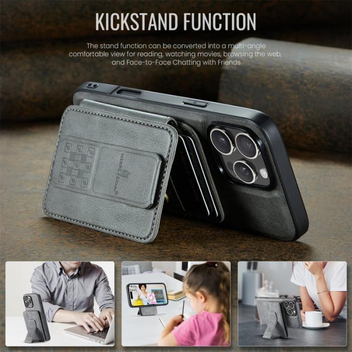 FIERRE SHANN - FIERRE SHANN 028 iPhone 16 Pro Max Fodral Äkta läder - Grå