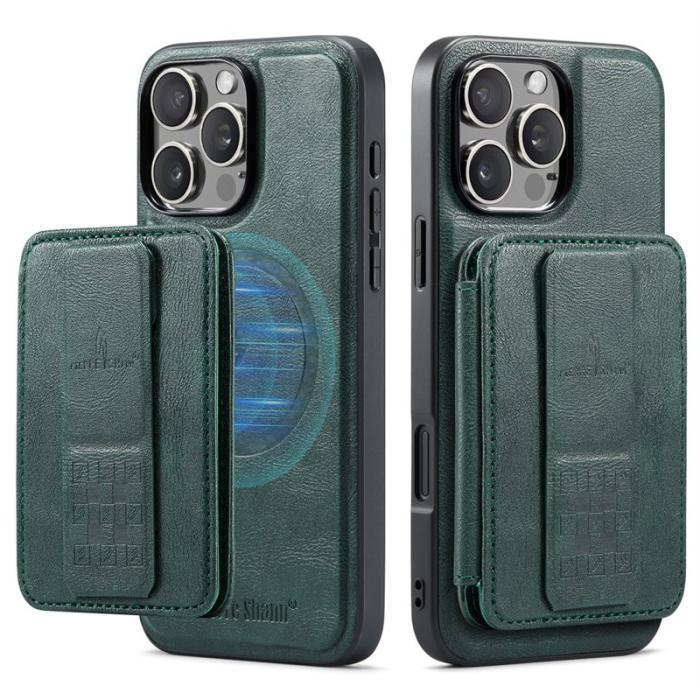 FIERRE SHANN - FIERRE SHANN 028 iPhone 16 Pro Max Fodral Äkta läder - Grön