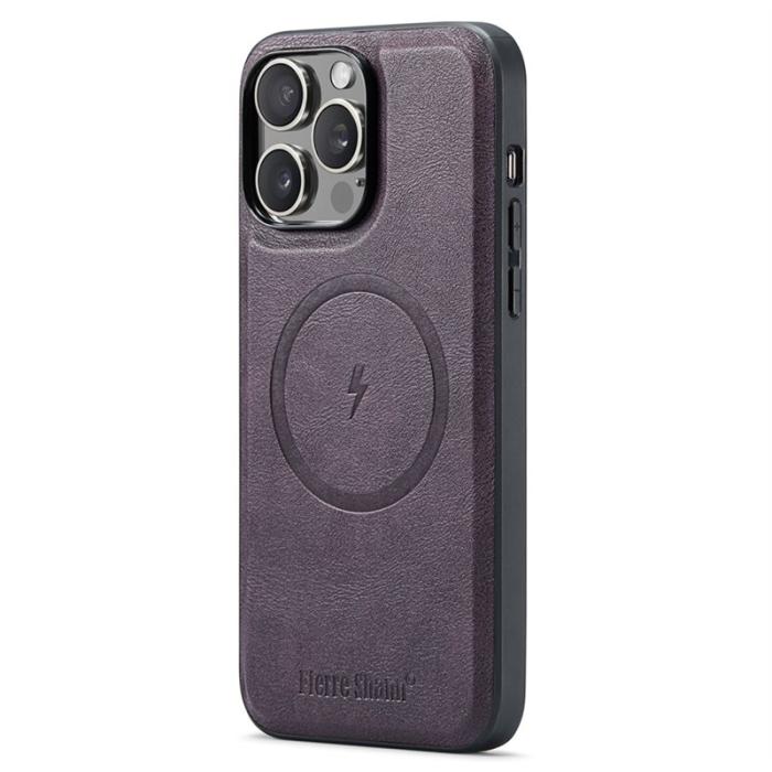 FIERRE SHANN - FIERRE SHANN 028 iPhone 16 Pro Max Fodral Äkta läder - Lila