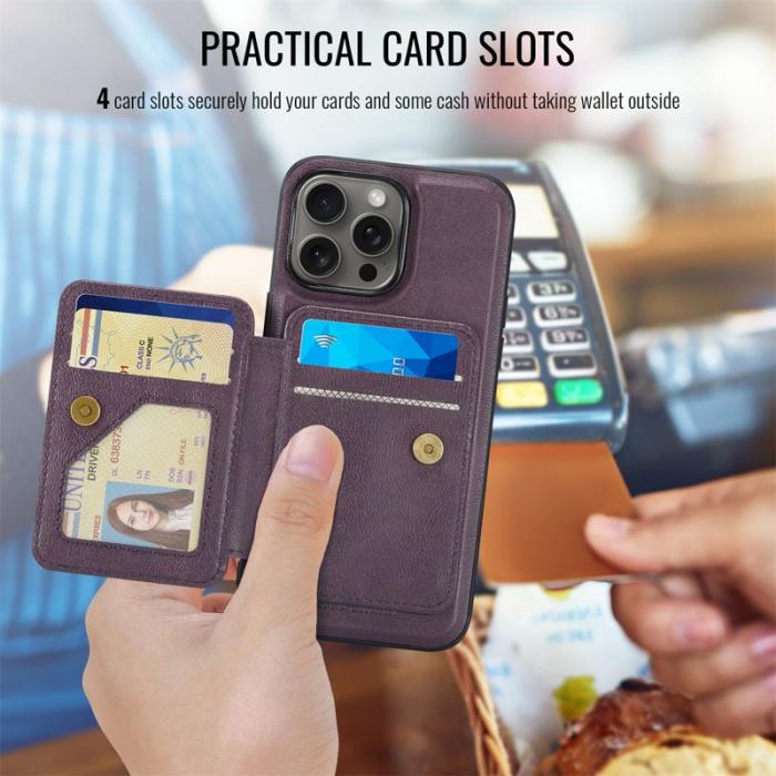 FIERRE SHANN - FIERRE SHANN 028 iPhone 16 Pro Max Fodral Äkta läder - Lila