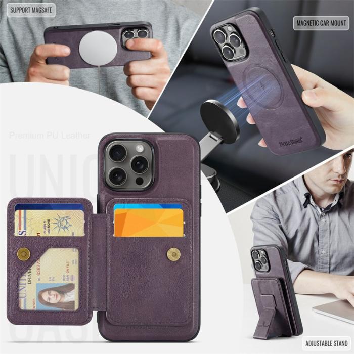 FIERRE SHANN - FIERRE SHANN 028 iPhone 16 Pro Max Fodral Äkta läder - Lila