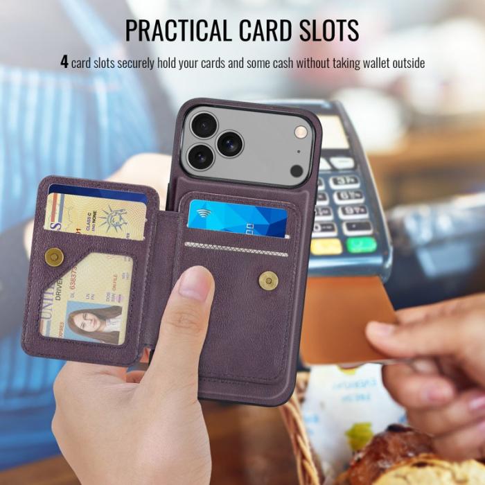 FIERRE SHANN - FIERRE SHANN 028 iPhone 17 Pro Fodral Äkta läder - Lila