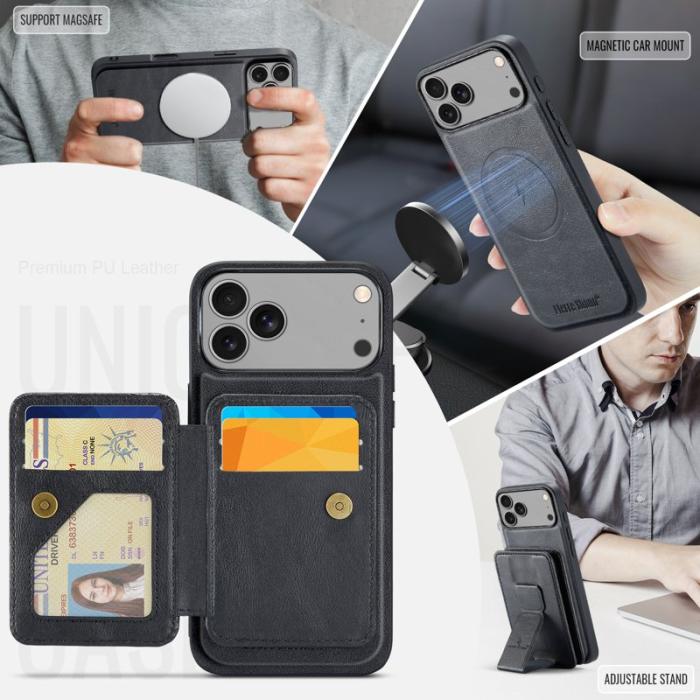 FIERRE SHANN - FIERRE SHANN 028 iPhone 17 Pro Fodral Äkta läder - Svart