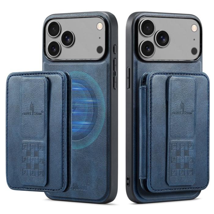 FIERRE SHANN - FIERRE SHANN 028 iPhone 17 Pro Max Fodral Äkta läder - Blå