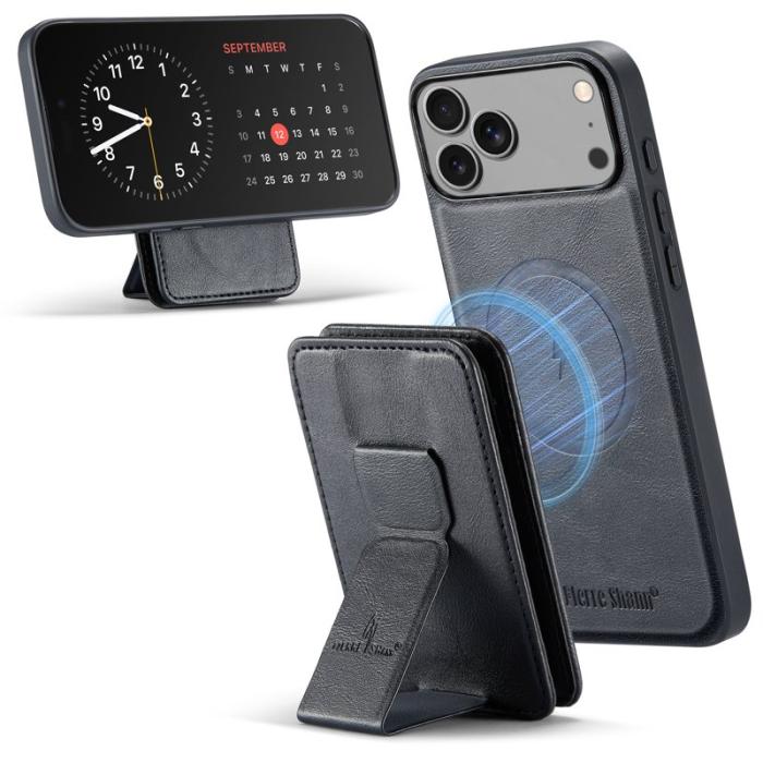 FIERRE SHANN - FIERRE SHANN 028 iPhone 17 Pro Max Fodral Äkta läder - Svart