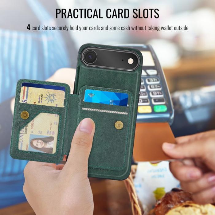 FIERRE SHANN - FIERRE SHANN 028 iPhone Air Fodral Äkta läder - Grön