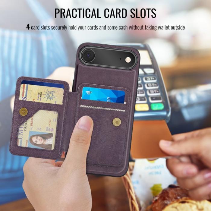 FIERRE SHANN - FIERRE SHANN 028 iPhone Air Fodral Äkta läder - Lila