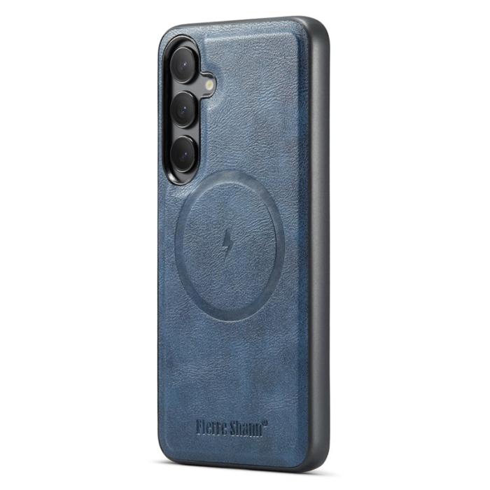 FIERRE SHANN - FIERRE SHANN 028 Samsung Galaxy S24 FE Fodral Äkta läder - Blå