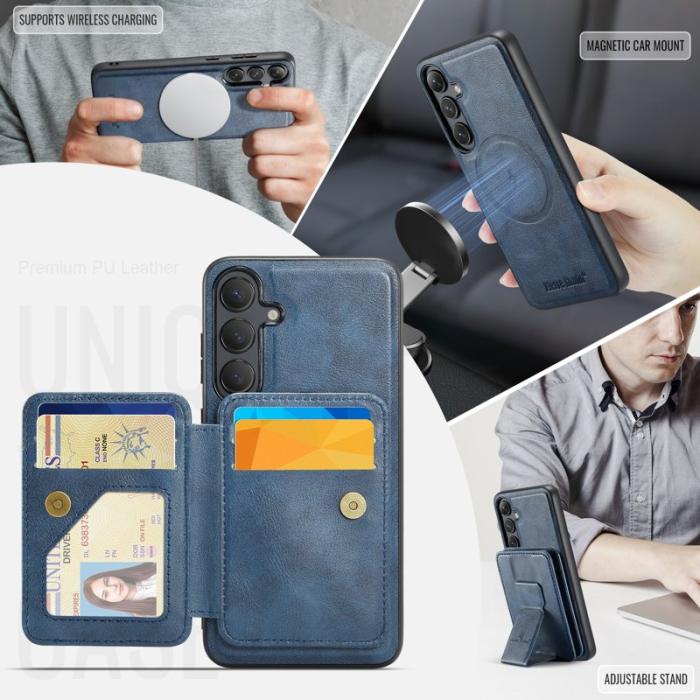 FIERRE SHANN - FIERRE SHANN 028 Samsung Galaxy S24 FE Fodral Äkta läder - Blå