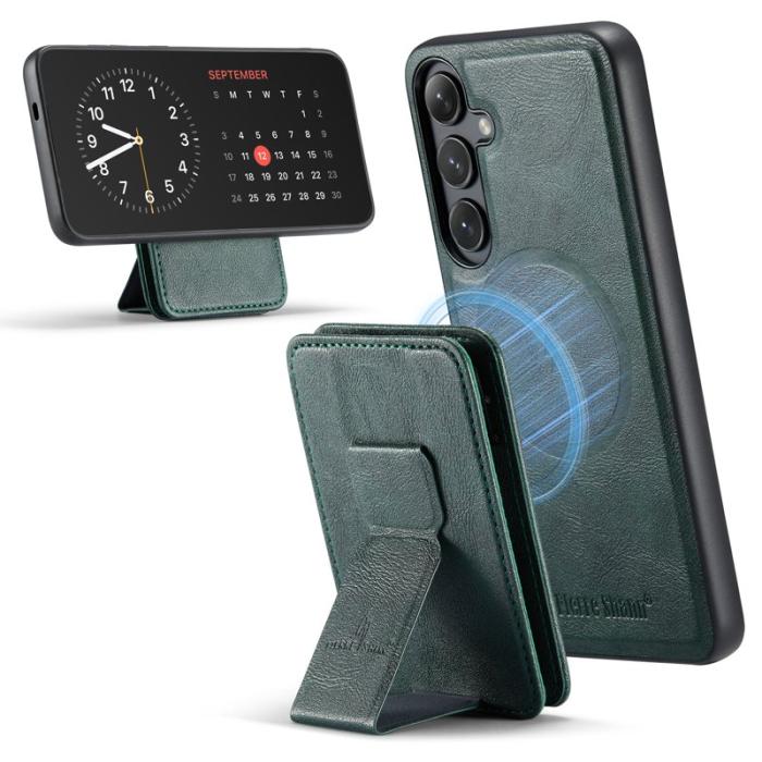 FIERRE SHANN - FIERRE SHANN 028 Samsung Galaxy S24 FE Fodral Äkta läder - Grön