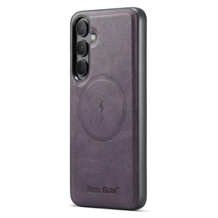 FIERRE SHANN - FIERRE SHANN 028 Samsung Galaxy S24 FE Fodral Äkta läder - Lila