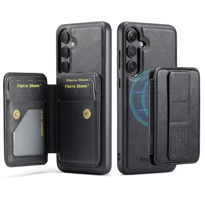 FIERRE SHANN - FIERRE SHANN 028 Samsung Galaxy S24 FE Fodral Äkta läder - Svart
