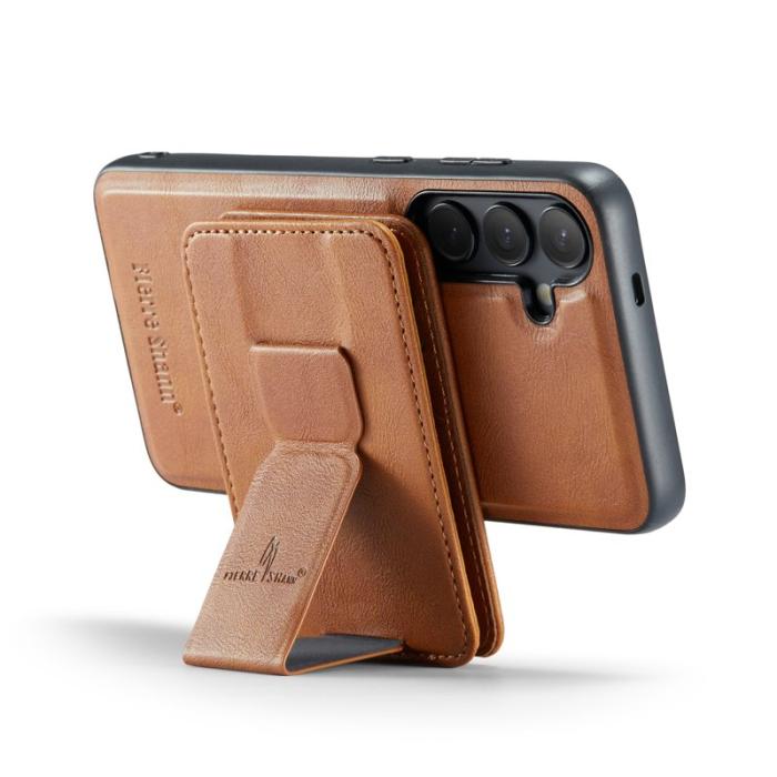 FIERRE SHANN - FIERRE SHANN 028 Samsung Galaxy S25+ Fodral Äkta läder - Brun