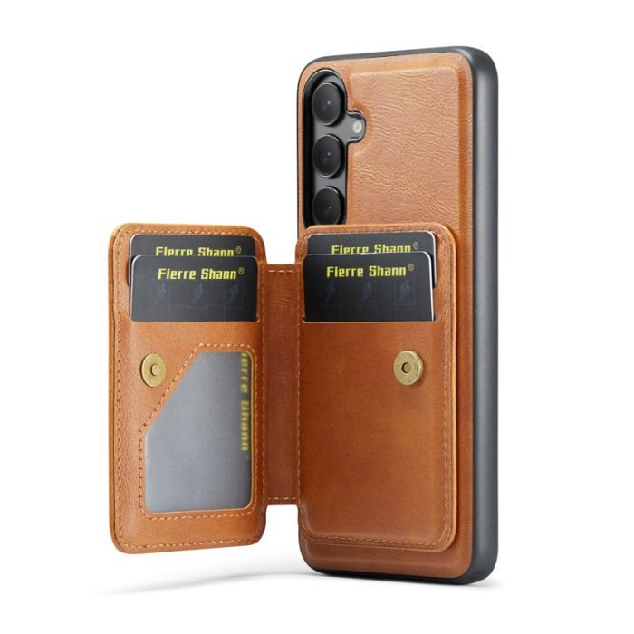 FIERRE SHANN - FIERRE SHANN 028 Samsung Galaxy S25+ Fodral Äkta läder - Brun