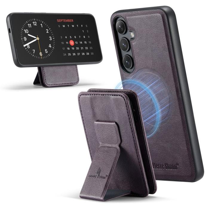 FIERRE SHANN - FIERRE SHANN 028 Samsung Galaxy S25 Fodral Äkta läder - Lila