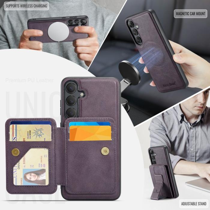 FIERRE SHANN - FIERRE SHANN 028 Samsung Galaxy S25 Fodral Äkta läder - Lila