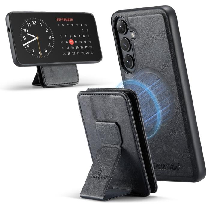 FIERRE SHANN - FIERRE SHANN 028 Samsung Galaxy S25+ Fodral Äkta läder - Svart