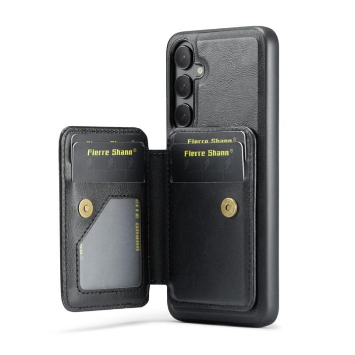 FIERRE SHANN - FIERRE SHANN 028 Samsung Galaxy S25+ Fodral Äkta läder - Svart