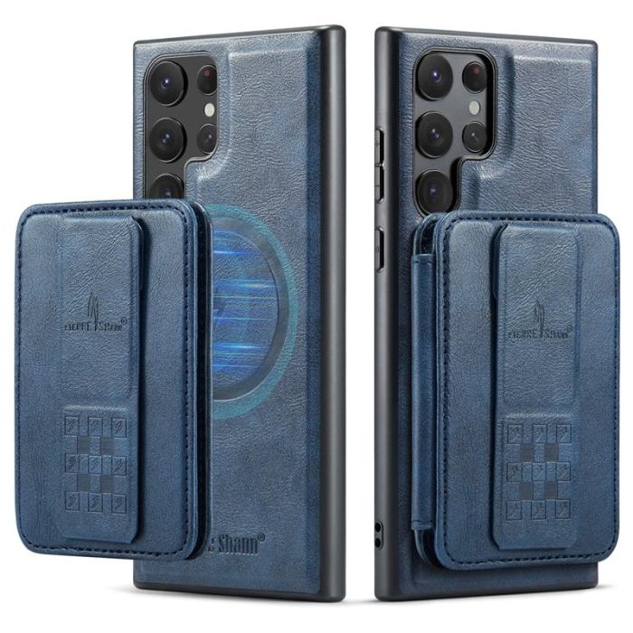 FIERRE SHANN - FIERRE SHANN 028 Samsung Galaxy S25 Ultra Fodral Äkta läder - Blå