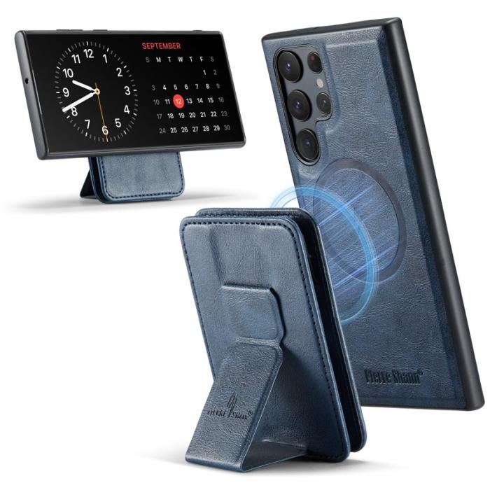 FIERRE SHANN - FIERRE SHANN 028 Samsung Galaxy S25 Ultra Fodral Äkta läder - Blå