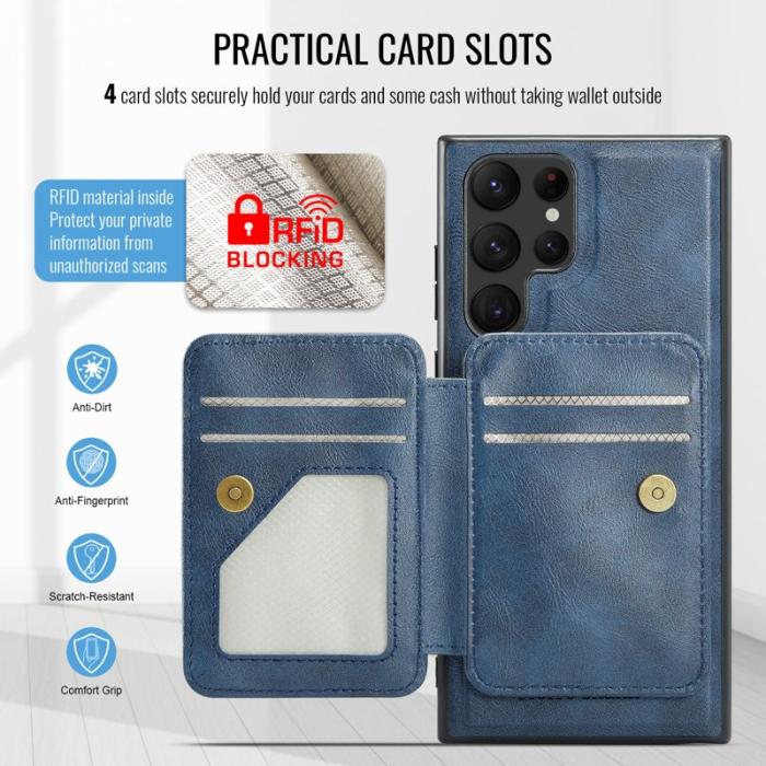 FIERRE SHANN - FIERRE SHANN 028 Samsung Galaxy S25 Ultra Fodral Äkta läder - Blå