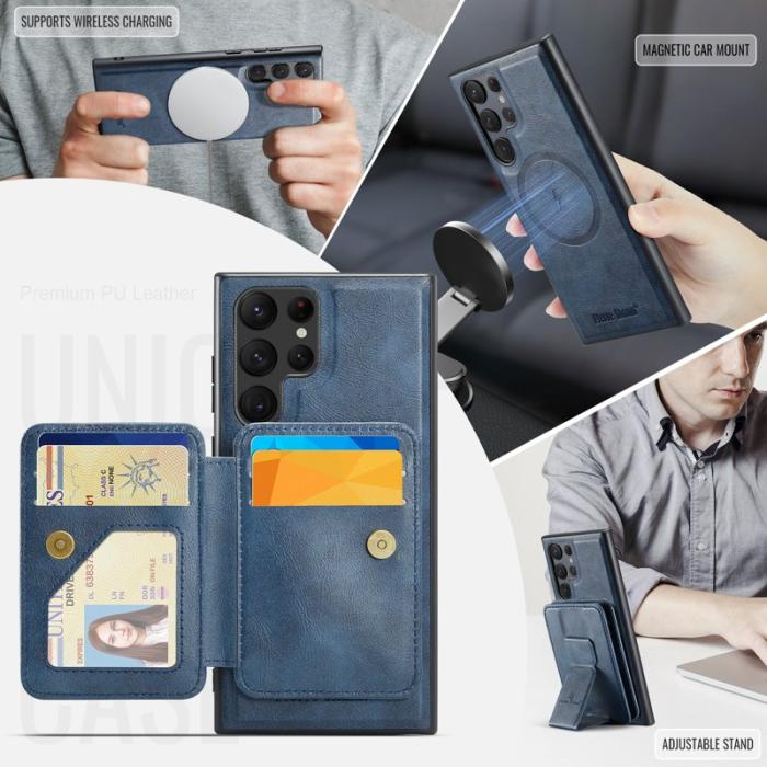 FIERRE SHANN - FIERRE SHANN 028 Samsung Galaxy S25 Ultra Fodral Äkta läder - Blå