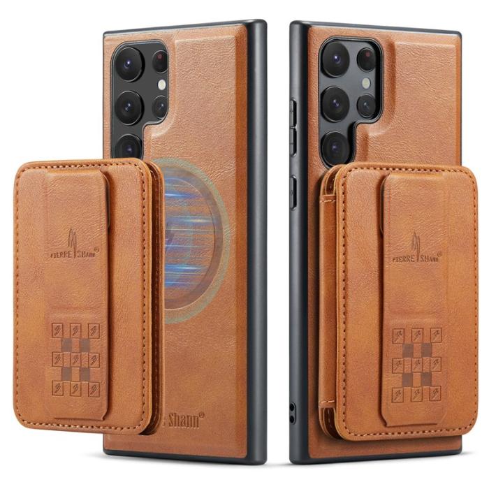 FIERRE SHANN - FIERRE SHANN 028 Samsung Galaxy S25 Ultra Fodral Äkta läder - Brun