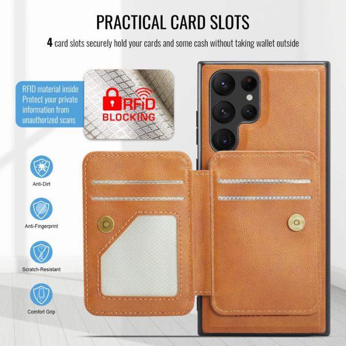 FIERRE SHANN - FIERRE SHANN 028 Samsung Galaxy S25 Ultra Fodral Äkta läder - Brun
