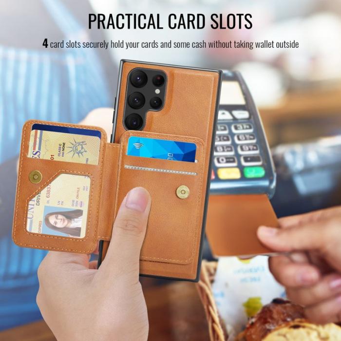FIERRE SHANN - FIERRE SHANN 028 Samsung Galaxy S25 Ultra Fodral Äkta läder - Brun