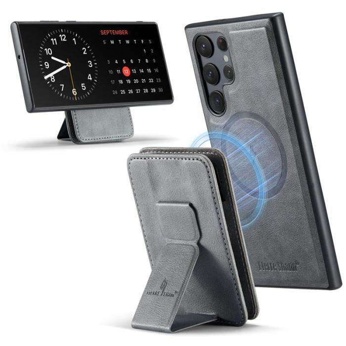 FIERRE SHANN - FIERRE SHANN 028 Samsung Galaxy S25 Ultra Fodral Äkta läder - Grå