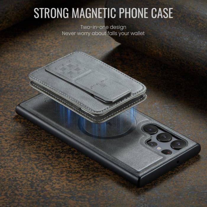 FIERRE SHANN - FIERRE SHANN 028 Samsung Galaxy S25 Ultra Fodral Äkta läder - Grå