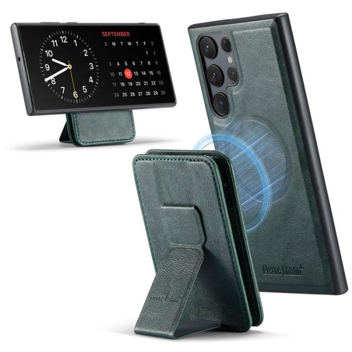 FIERRE SHANN - FIERRE SHANN 028 Samsung Galaxy S25 Ultra Fodral Äkta läder - Grön