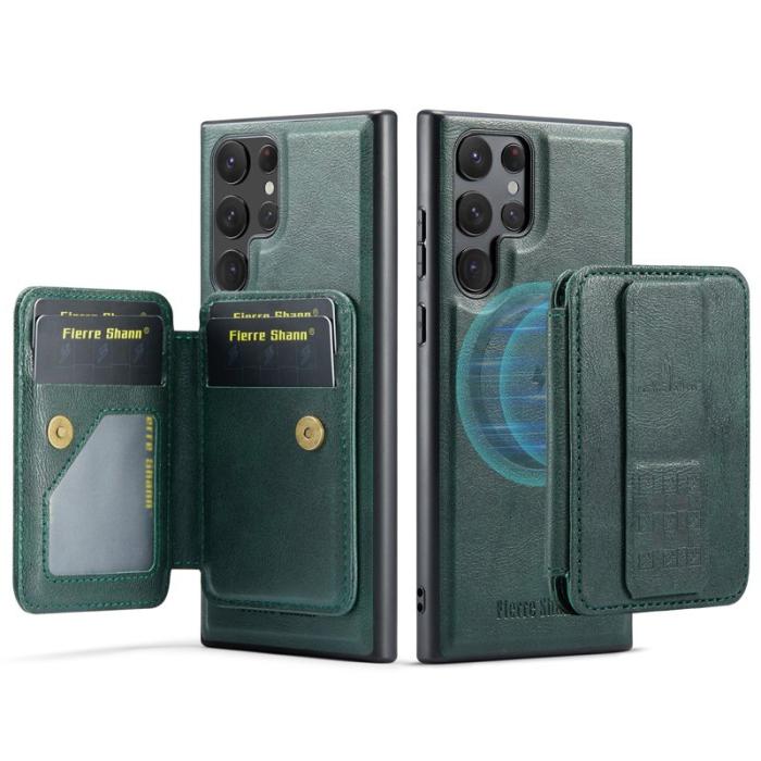 FIERRE SHANN - FIERRE SHANN 028 Samsung Galaxy S25 Ultra Fodral Äkta läder - Grön