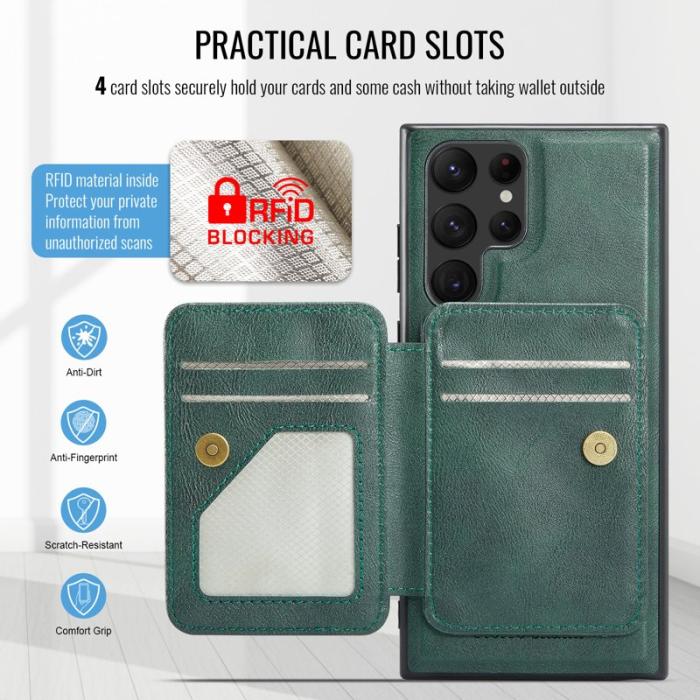 FIERRE SHANN - FIERRE SHANN 028 Samsung Galaxy S25 Ultra Fodral Äkta läder - Grön