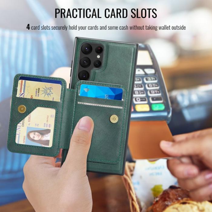 FIERRE SHANN - FIERRE SHANN 028 Samsung Galaxy S25 Ultra Fodral Äkta läder - Grön