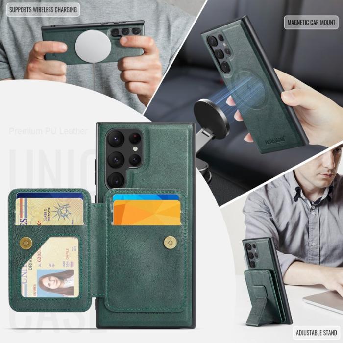 FIERRE SHANN - FIERRE SHANN 028 Samsung Galaxy S25 Ultra Fodral Äkta läder - Grön