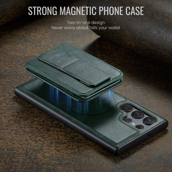 FIERRE SHANN - FIERRE SHANN 028 Samsung Galaxy S25 Ultra Fodral Äkta läder - Grön