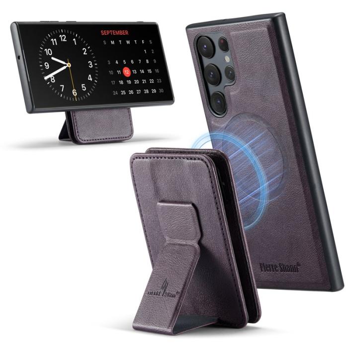 FIERRE SHANN - FIERRE SHANN 028 Samsung Galaxy S25 Ultra Fodral Äkta läder - Lila