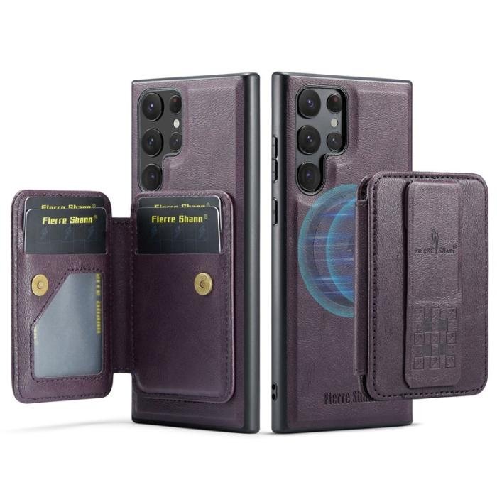 FIERRE SHANN - FIERRE SHANN 028 Samsung Galaxy S25 Ultra Fodral Äkta läder - Lila