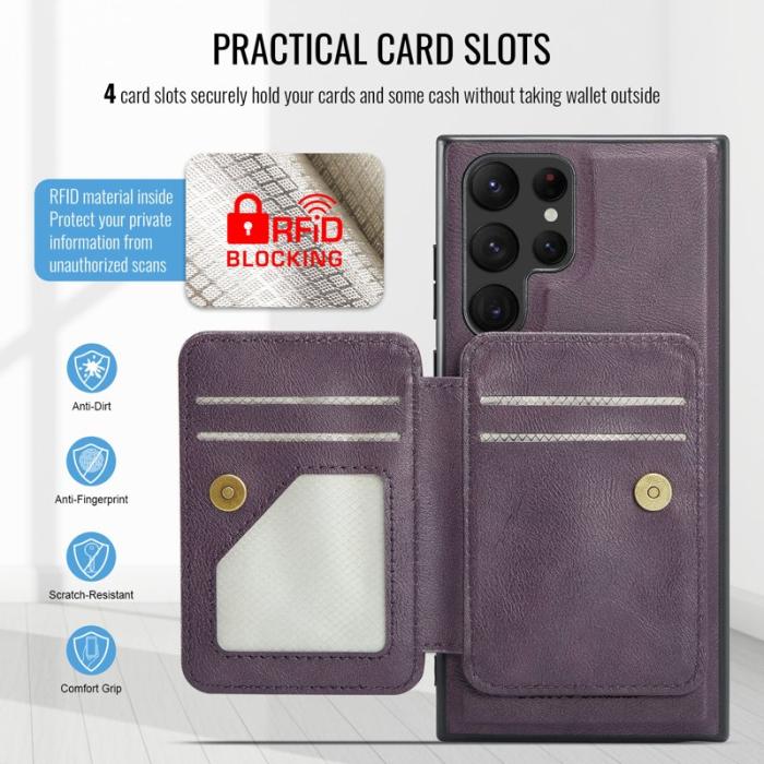 FIERRE SHANN - FIERRE SHANN 028 Samsung Galaxy S25 Ultra Fodral Äkta läder - Lila