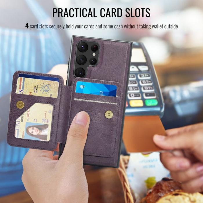 FIERRE SHANN - FIERRE SHANN 028 Samsung Galaxy S25 Ultra Fodral Äkta läder - Lila