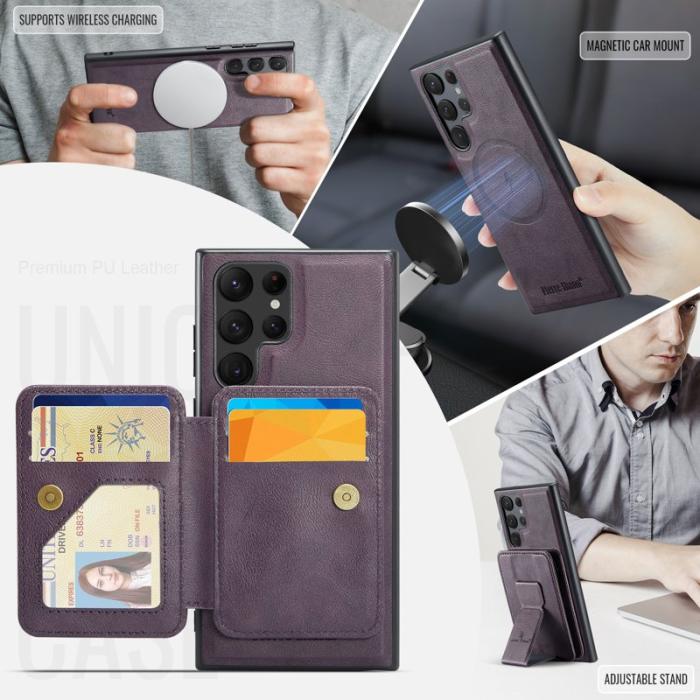 FIERRE SHANN - FIERRE SHANN 028 Samsung Galaxy S25 Ultra Fodral Äkta läder - Lila