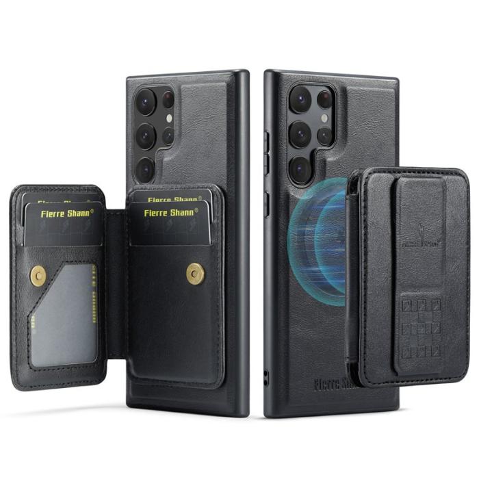 FIERRE SHANN - FIERRE SHANN 028 Samsung Galaxy S25 Ultra Fodral Äkta läder - Svart
