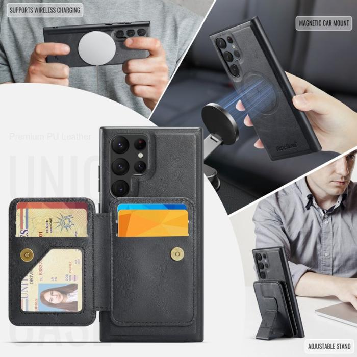 FIERRE SHANN - FIERRE SHANN 028 Samsung Galaxy S25 Ultra Fodral Äkta läder - Svart