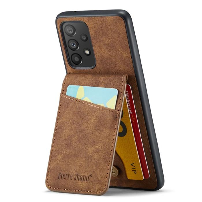 FIERRE SHANN - FIERRE SHANN Back Fodral Samsung Galaxy A72 PU Läder - Brun