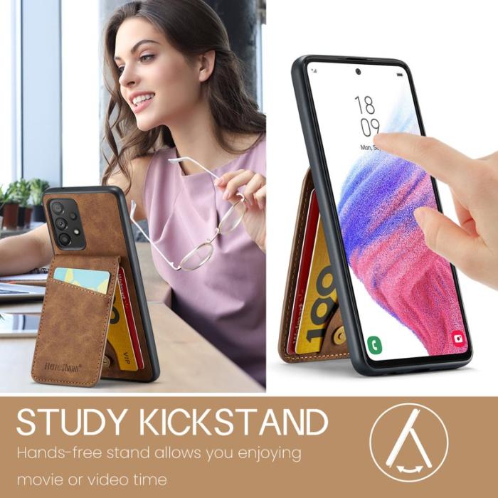 FIERRE SHANN - FIERRE SHANN Back Fodral Samsung Galaxy A72 PU Läder - Brun